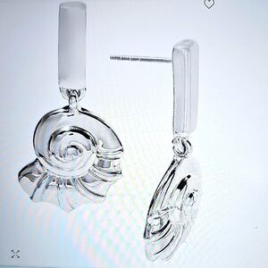 NWT On 34th Bar & Seashell Drop  Silver Post Back Earrings